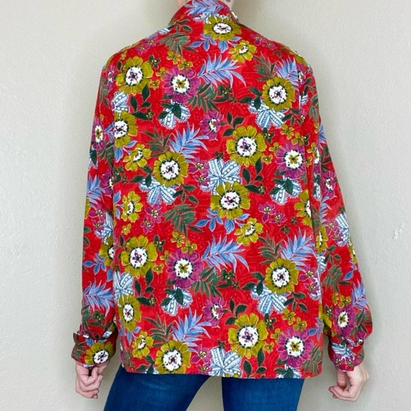 Molly Bracken Red Ruffle Floral Button Down Shirt - Picture 4 of 8